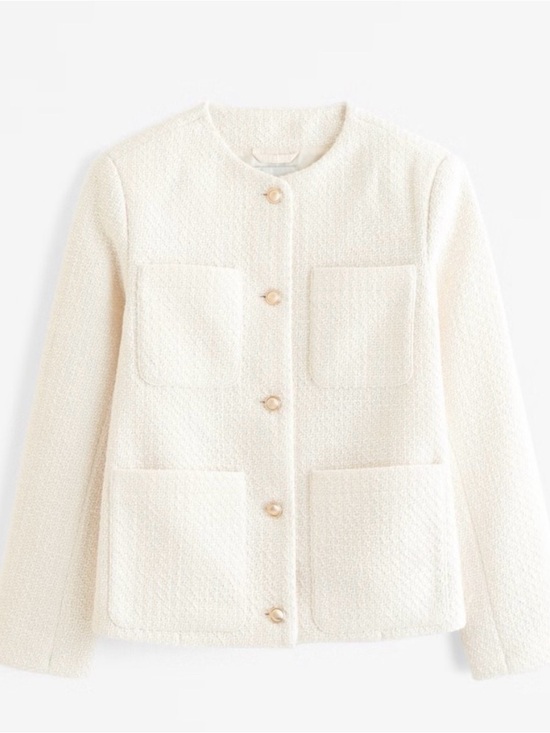 Abercrombie & Fitch Jackets & Blazers - Abercrombie & Fitch Cream Textured Bouclé Blazer Jacket